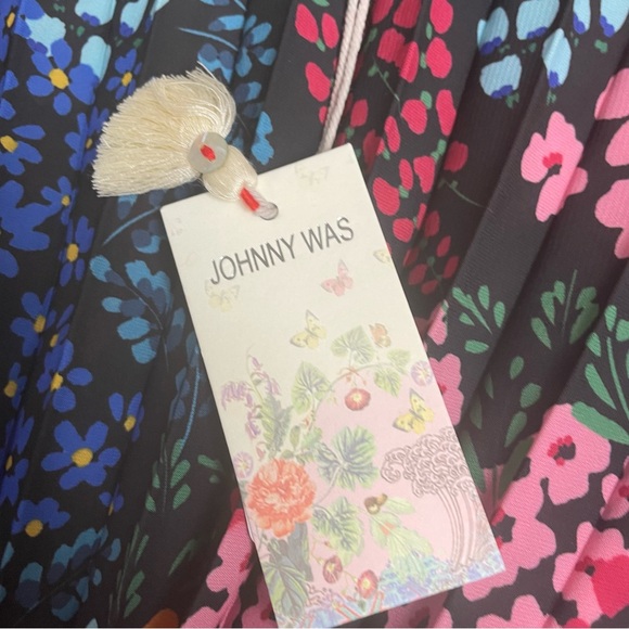 Johnny Was Dress Small NWT Jade Astrid Pleated Tea Length Midi Floral Boho Chic - Picture 6 of 8